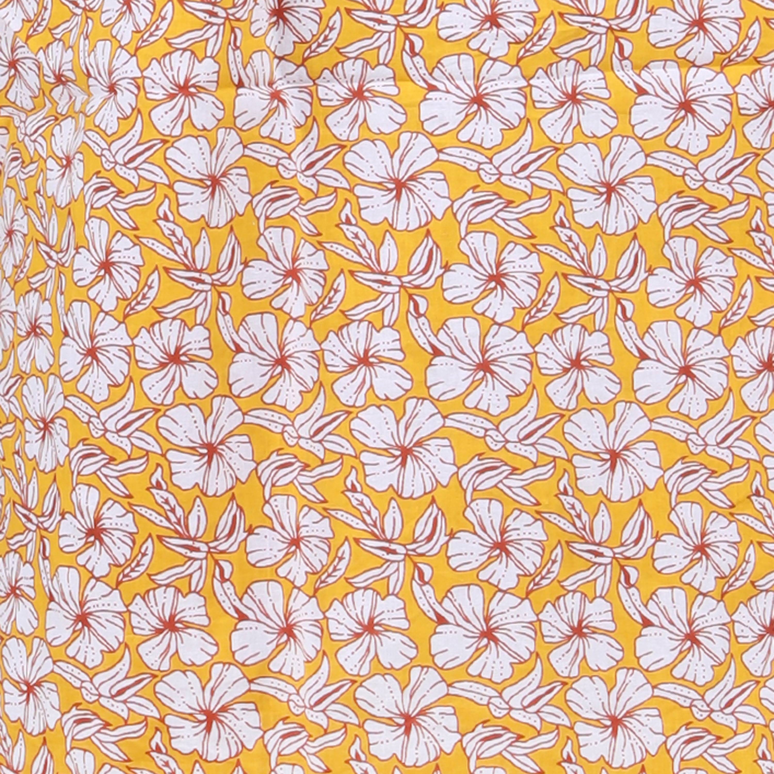 Pure Cotton Yellow Carnation Full Front Open Nighty