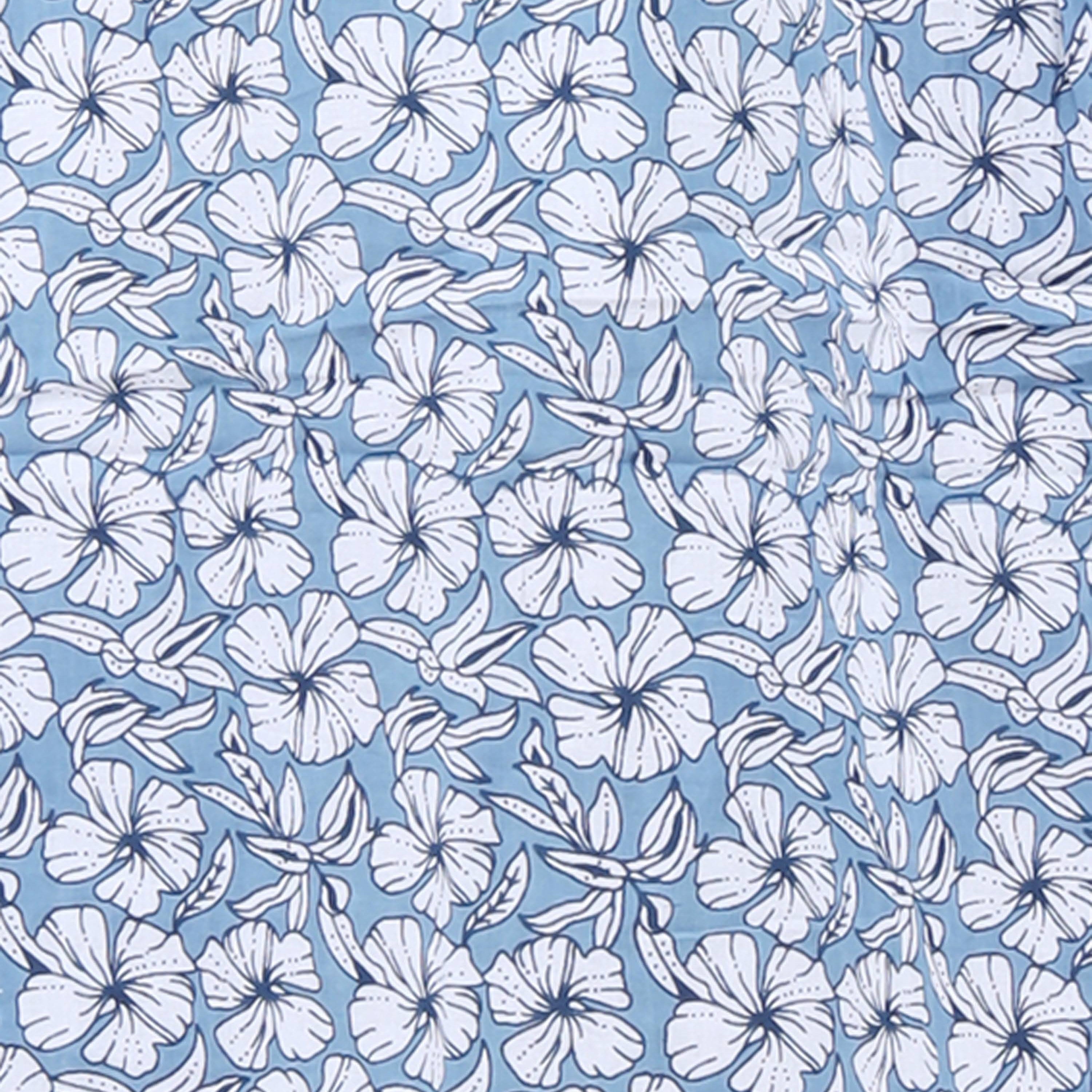 Pure Cotton Blue Carnation Full Front Open Nighty