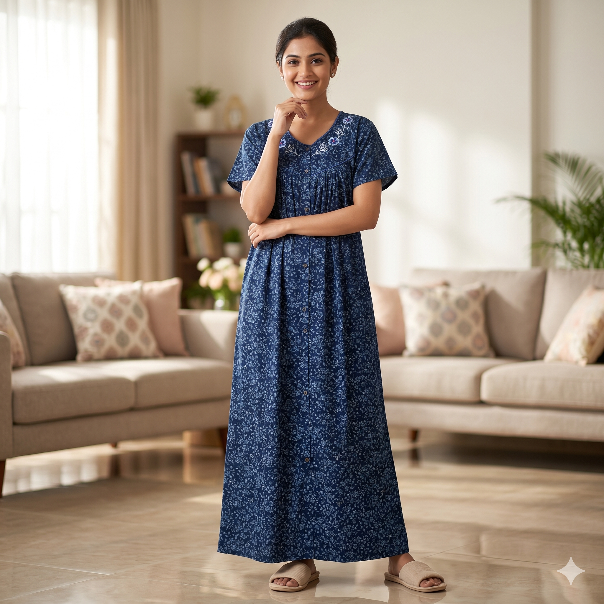 Bizzy Lizzy Deep Blue Rose Front Open Nighty