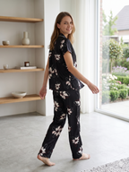 Premium Soft Satin Black Iris Nightsuit