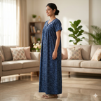 Bizzy Lizzy Deep Blue Rose Front Open Nighty