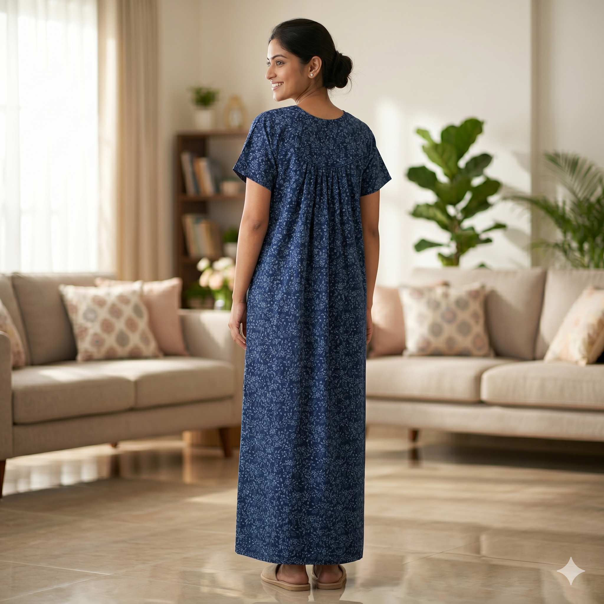 Bizzy Lizzy Deep Blue Rose Front Open Nighty