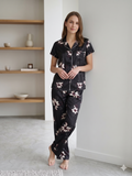 Premium Soft Satin Black Iris Nightsuit