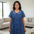 Bizzy Lizzy Deep Blue Rose Front Open Nighty