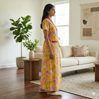 Pure Cotton Yellow Peony Housecoat