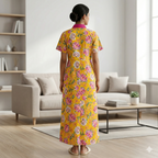 Pure Cotton Yellow Peony Housecoat