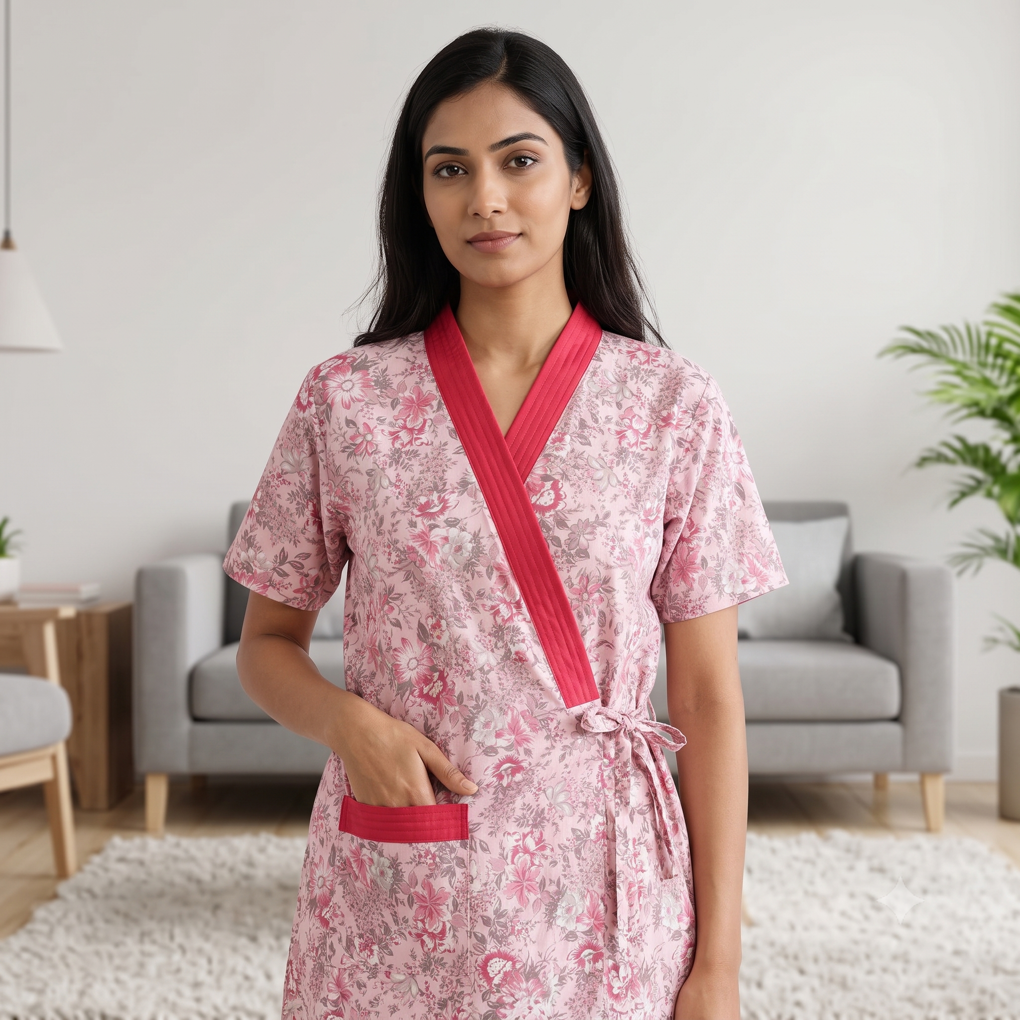 Bizzy Lizzy Light Pink Geranium 2pc Set Housecoat