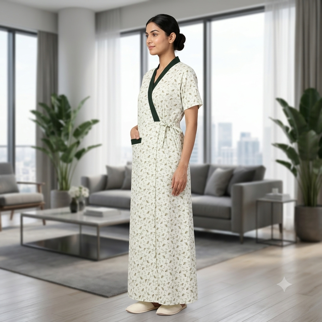 Bizzy Lizzy Light Green Magnolia 2pc Set Housecoat