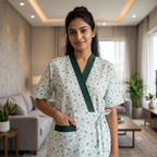 Bizzy Lizzy Light Green Magnolia 2pc Set Housecoat