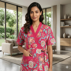 Pure Cotton Pink Peony Housecoat