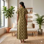 Pure Cotton Green Orchid Housecoat