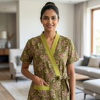 Pure Cotton Green Orchid Housecoat