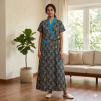 Pure Cotton Blue Orchid Housecoat