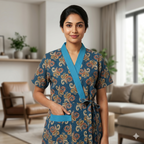 Pure Cotton Blue Orchid Housecoat