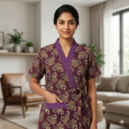 Pure Cotton Purple Orchid Housecoat