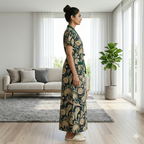 Pure Cotton Deep Green Orchid Housecoat