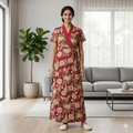 Pure Cotton Maroon Orchid Housecoat