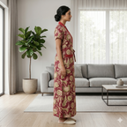 Pure Cotton Maroon Orchid Housecoat