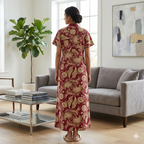 Pure Cotton Maroon Orchid Housecoat