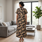 Pure Cotton Black Orchid Housecoat