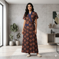 Pure Cotton Blue Alstroemeria Housecoat