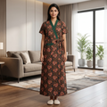Pure Cotton Green Alstroemeria Housecoat