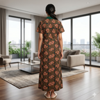 Pure Cotton Green Alstroemeria Housecoat