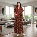 Pure Cotton Black Alstroemeria Housecoat