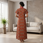 Pure Cotton Blood Red Alstroemeria Housecoat