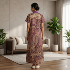 Pure Cotton Purple Alstroemeria Housecoat