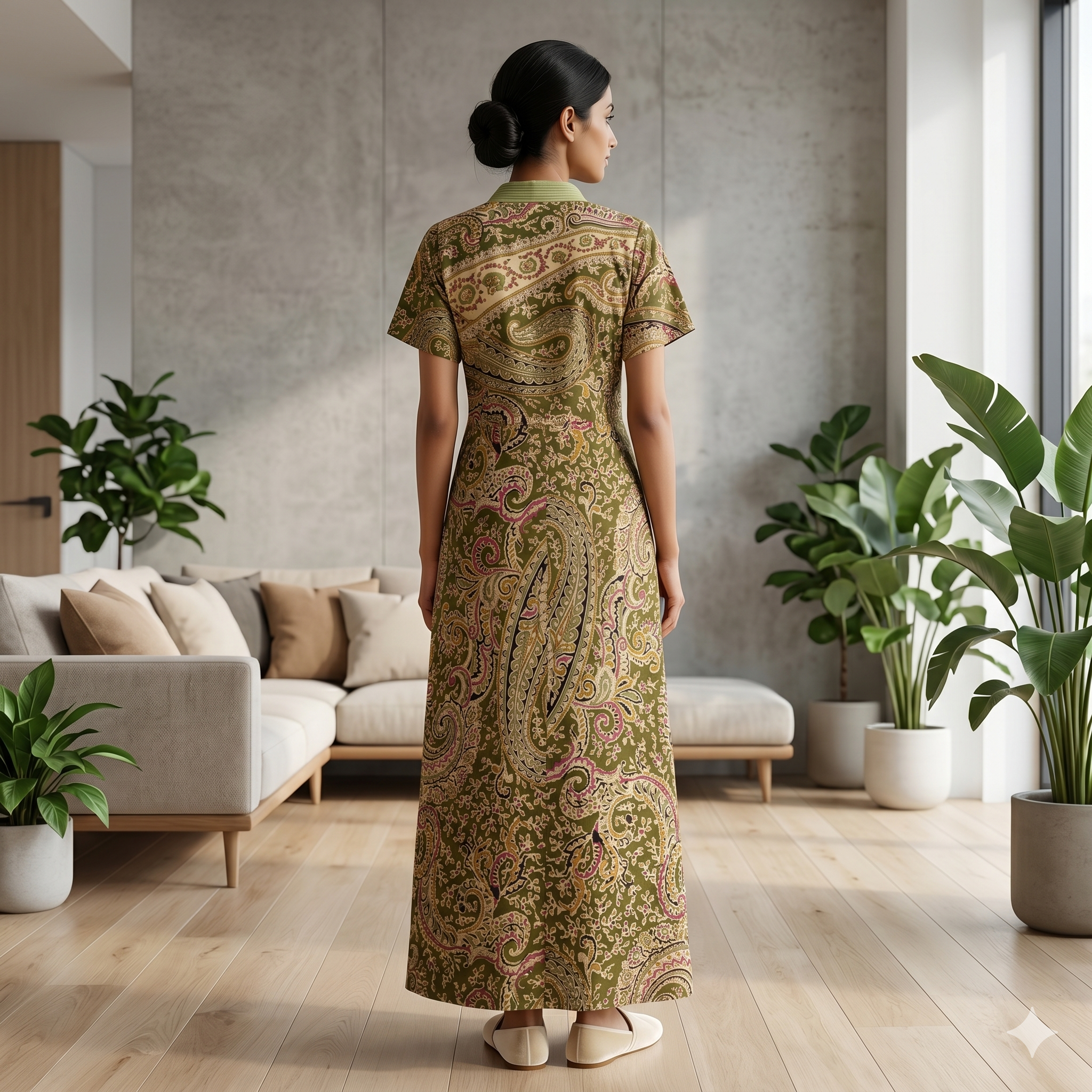 Pure Cotton Saga Green Alstroemeria Housecoat