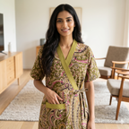 Pure Cotton Saga Green Alstroemeria Housecoat