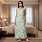 Bizzy Lizzy Pastel Green  Daisy Sleeveless A-Line Nighty