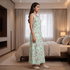 Bizzy Lizzy Pastel Green  Daisy Sleeveless A-Line Nighty