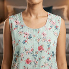 Bizzy Lizzy Pastel Green  Daisy Sleeveless A-Line Nighty