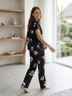 Premium Soft Satin Black Iris Nightsuit