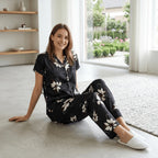 Premium Soft Satin Black Iris Nightsuit