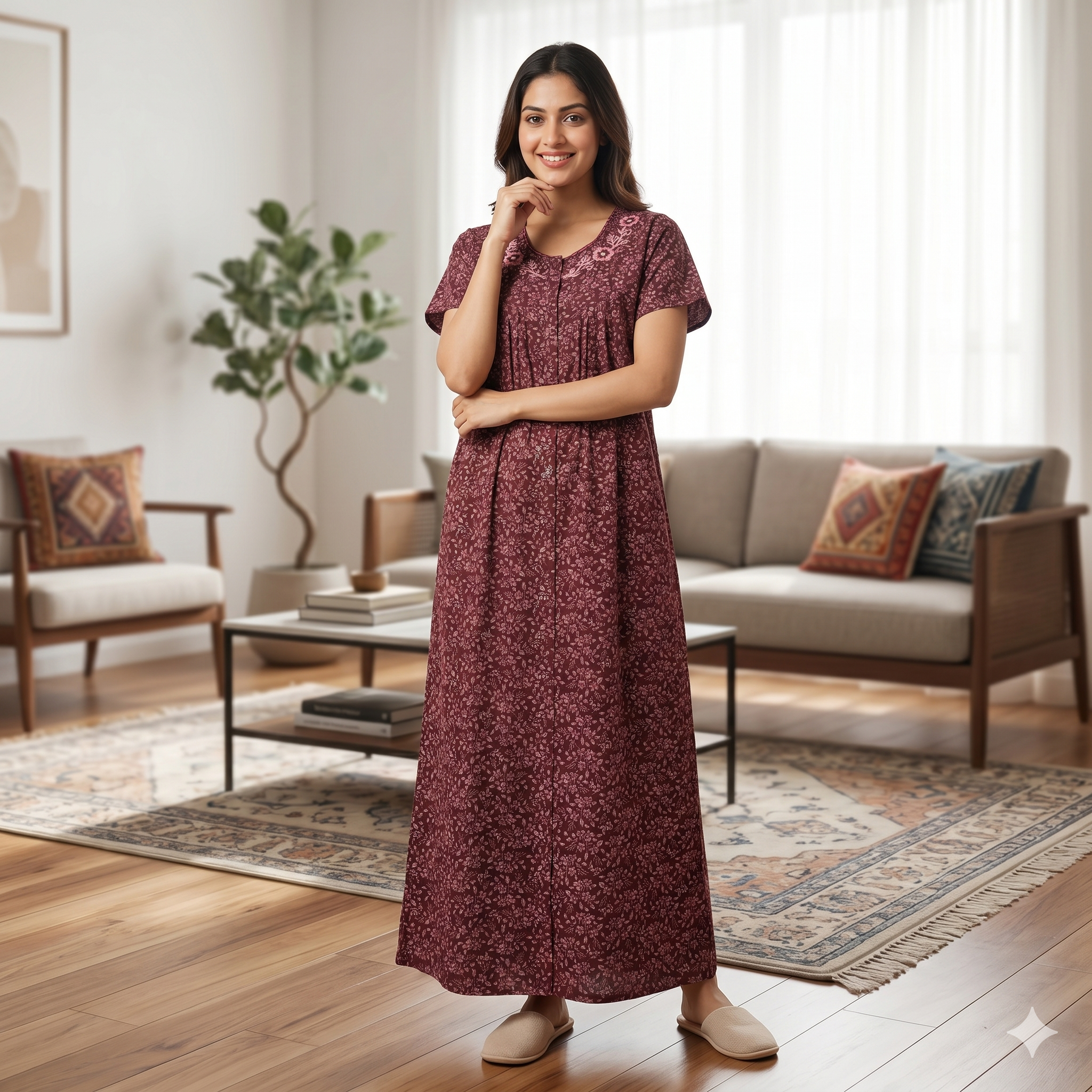 Bizzy Lizzy Maroon Rose Front Open Nighty
