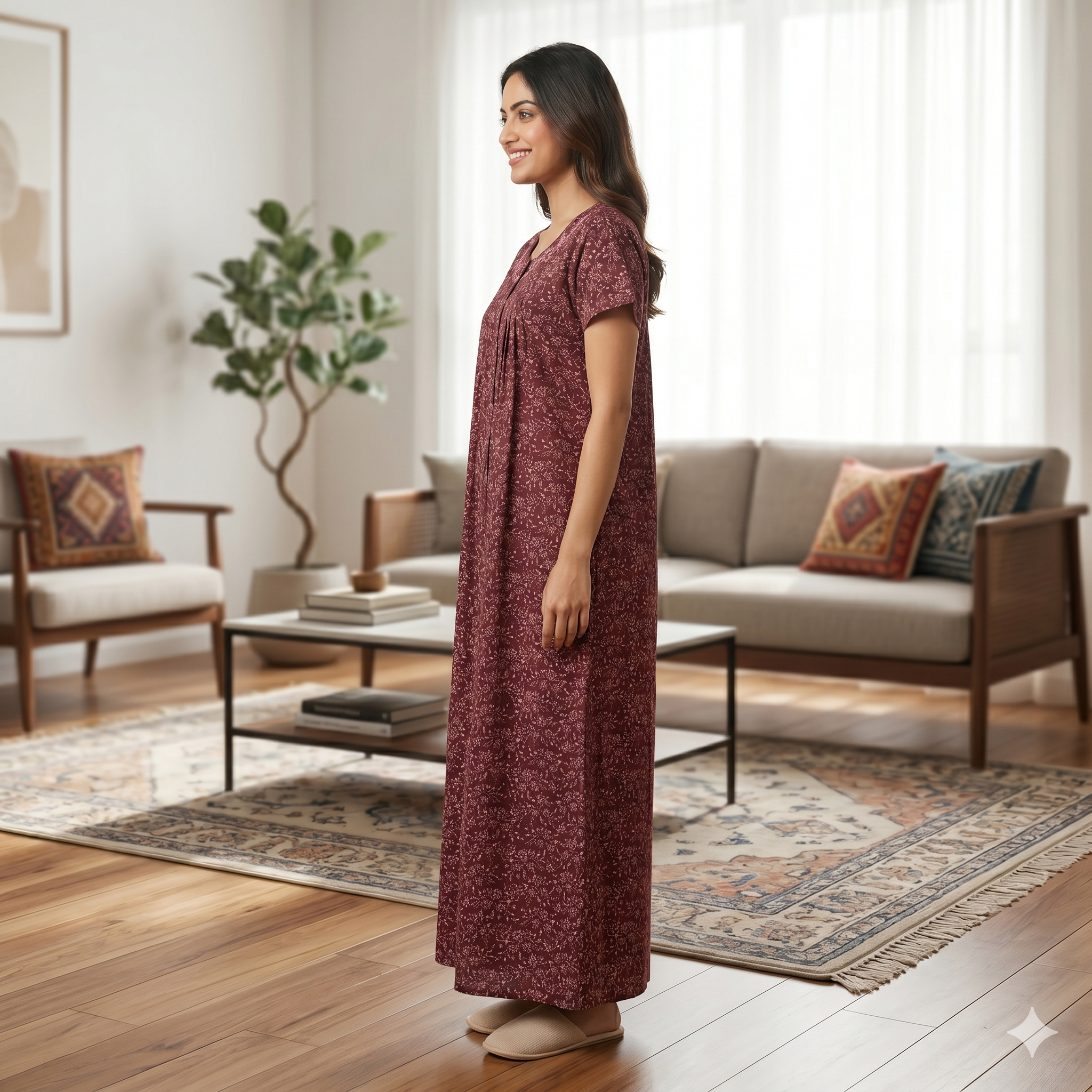 Bizzy Lizzy Maroon Rose Front Open Nighty