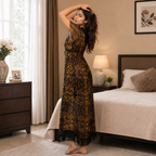Fancy Yellow Sleepwear Nighty With Panty Set