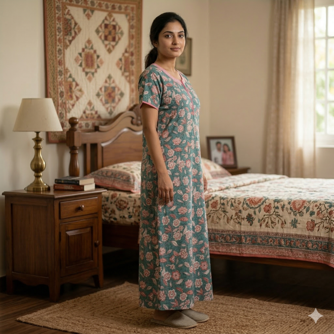 Fine Cotton Blue Hyacinth Aline Nighty