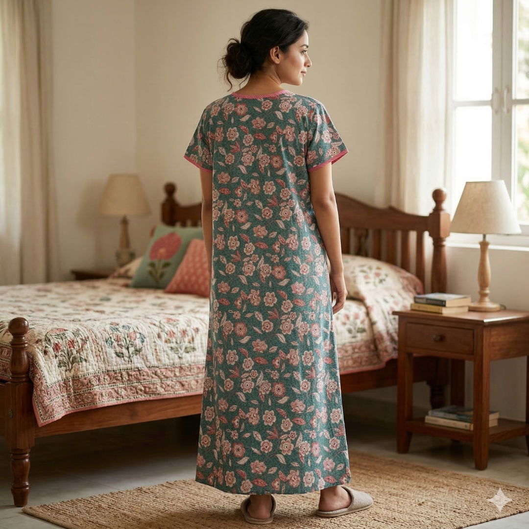 Fine Cotton Blue Hyacinth Aline Nighty