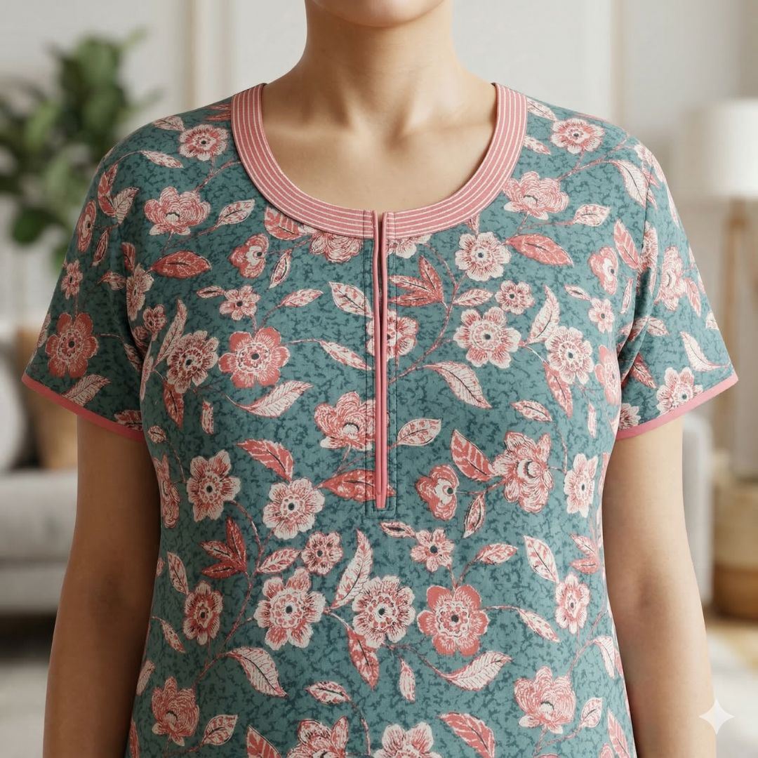 Fine Cotton Blue Hyacinth Aline Nighty