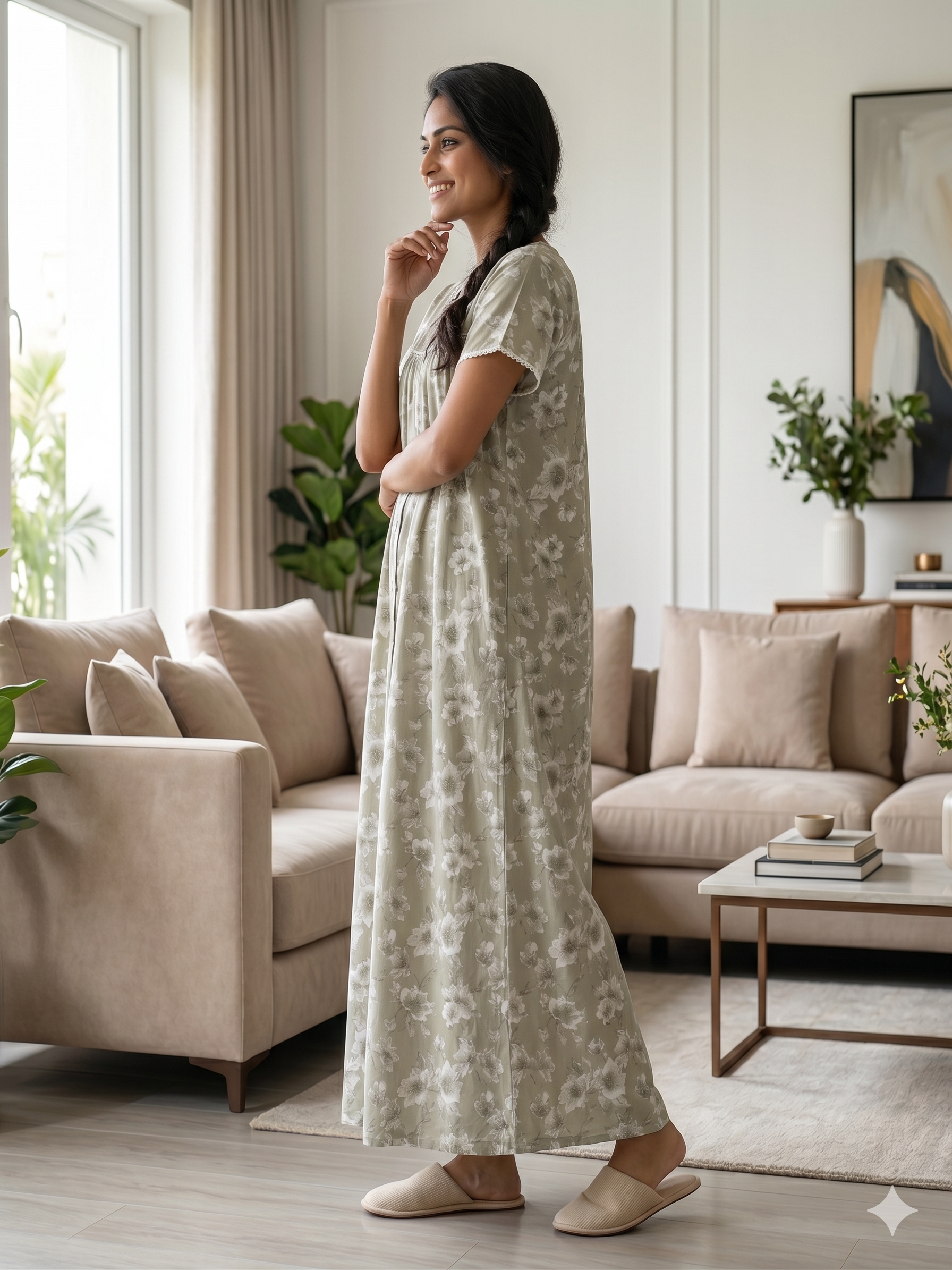 Bizzy Lizzy Light Green Iris Front Open Nighty
