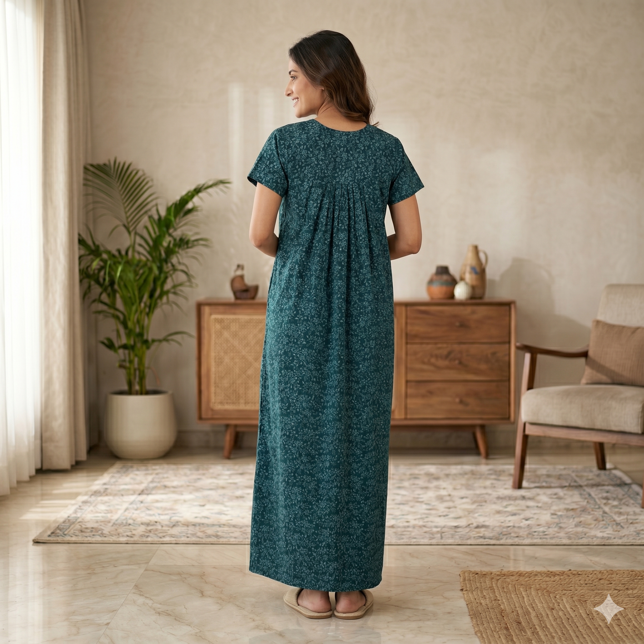 Bizzy Lizzy Deep Green Rose Front Open Nighty