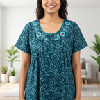Bizzy Lizzy Deep Green Rose Front Open Nighty