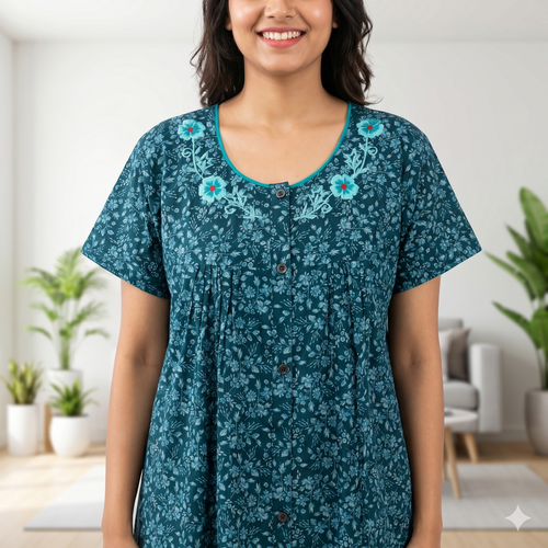 Bizzy Lizzy Deep Green Rose Front Open Nighty