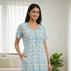 Pure Cotton A-Line Light Sky Orchid Nighty