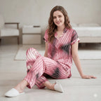 Premium Soft Satin Peach Iris Nightsuit