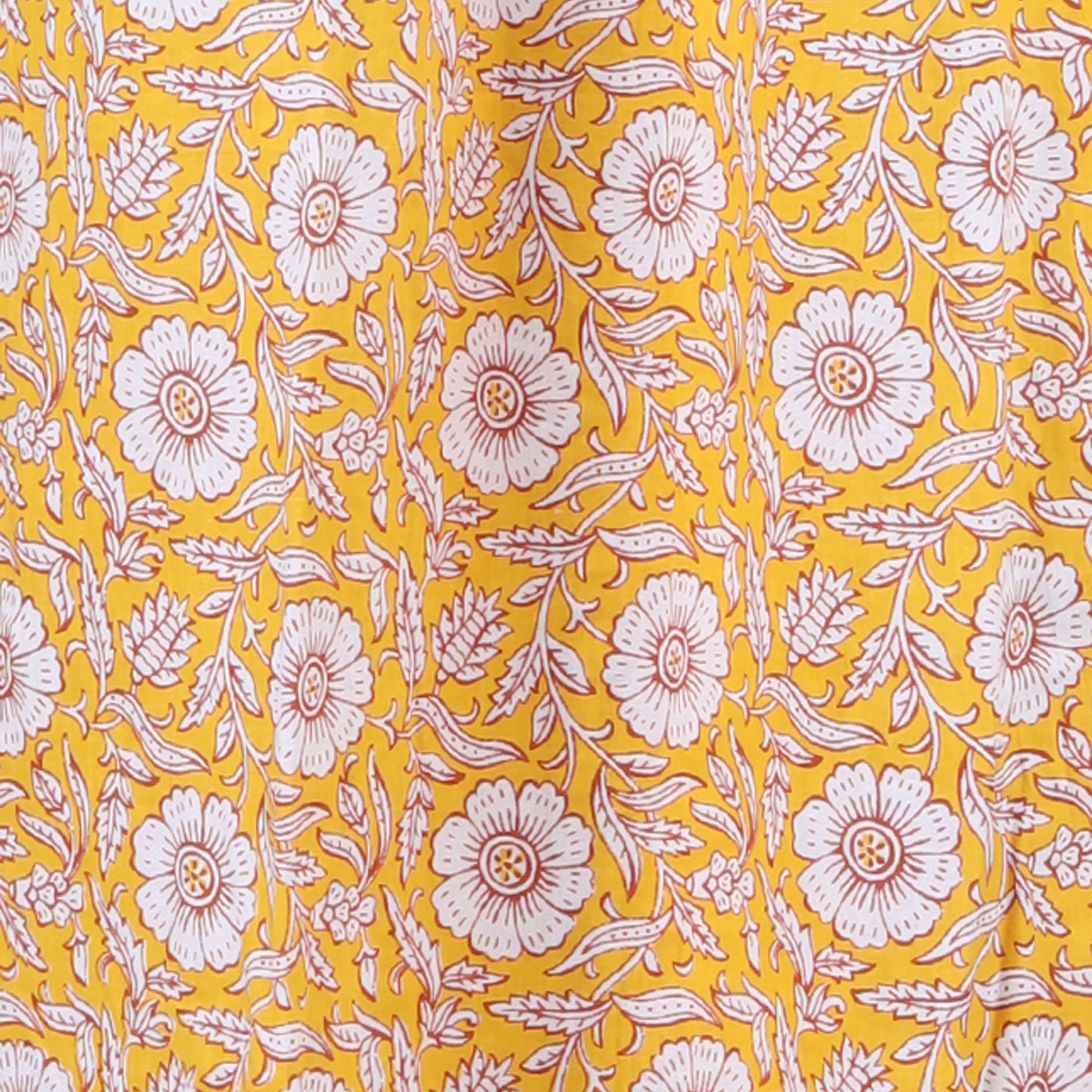 Pure Cotton Light Yellow Carnation Full Front Open Nighty